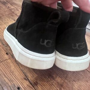 UGG Black Ankle Boots with White Soles